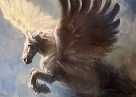One Of My Pegasus Paintings They Are Technically Not A Part Of The Stone Guardian Series And World But Very Meaningful Fo Pegasus Art Horse Art Winged Horse