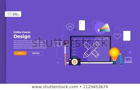 Mockup Design Landing Page Website Education Online Course Graphic Design Vector Illustrations Flat Design Element Mockup Design Education Web Graphics