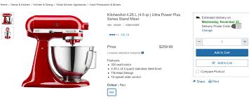 Our countertop appliances and major kitchen appliance suites are designed to help achieve all your culinary goals. Costco Kitchenaid 4 25 L 4 5 Qt Stand Mixer 259 99 250 50 Is Good To Use Redflagdeals Com Forums