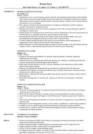 Logistics Manager Resume Samples Velvet Jobs