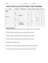 Atomic structure 4 answers on: Atomic Structure Worksheet And Periodic Table Chemistry Worksheets Atomic Structure Chemistry