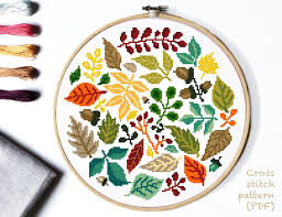 You've come to the right place! Leaves Modern Cross Stitch Pattern Flower Cross Stitch Etsy In 2021 Nature Cross Stitch Modern Cross Stitch Patterns Cross Stitch