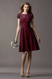 Watters Maids Dress Ash Lace Wine Lining Garnet Knee Length Bridesmaid Dresses Short Sleeve Bridesmaid Dress Bridesmaid Dresses With Sleeves