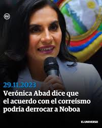 La vicepresidenta #VerónicaAbad aseguró no tener en claro el objetivo del  acuerdo que existe entre la Alianza Acción Democrática Nacional con el  Partido Social Cristiano y la #RevoluciónCiudadana y advirtió al presidente  #