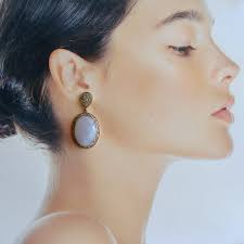 Pave Champagne Diamonds & Holly Blue Chalcedony Earrings