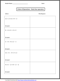 Order Of Operations Free Math Worksheets Algebra Worksheets 4th Grade Math Worksheets