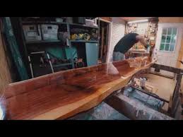 Epoxy creates strong, stable surfaces capable of a smoothness and finish many other building materials can't come close to providing. Live Edge Cedar Bar Top Getting Some Epoxy Resin Youtube