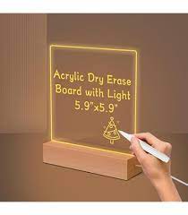 Amazon.com: Tablero acrílico transparente de borrado en seco con soporte y  luz led, tablero blanco para escribir, crear, dejar mensajes, incluye  marcadores, 13.9 pulgadas : Productos de Oficina