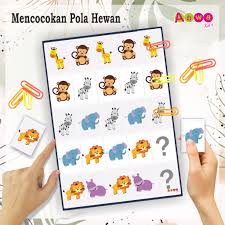 Mudah dan sederhana, bisa menggunakan crayon, pensil atau spidol. Mencocokan Pola Hewan Paper Klip Puzzle Binatang Montessory Printable Animals Flash Card Abwakids Shopee Indonesia