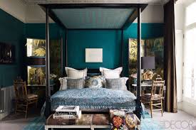 Kim Hersov S London Townhouse The Bedroom S Silk Covered Walls Custom Four Poster Bed Mix Of Textiles An Teal Bedroom Blue Master Bedroom Dark Teal Bedroom