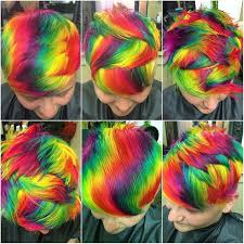 Crazy All The Different Patterns Short Rainbow Hair Rainbow Hair Color Hair Styles