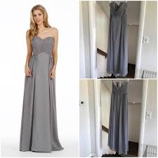 pewter gray grey chiffon strapless formal dress