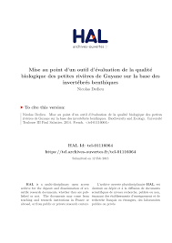 Pdf Mise Au Point D Un Outil D Evaluation De La Qualite Biologique Des Petites Rivieres De Guyane Sur La Base Des Invertebres Benthiques