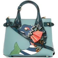 Burberry Studded Fish Tote 2 311 Liked On Polyvore Featuring Bags Handbags Tote Bags Blue Tote Purses Studded Burberry Tote Bag Bags Tote Bag Design