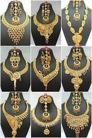 Indian 22k Gold Plated Wedding Necklace Earrings Jewelry Variations Tikka Set Dubai Gold Jewelry Gold Jewelry Fashion Jewelry