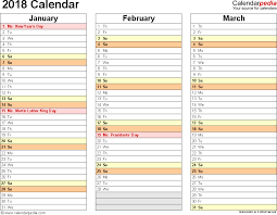 Template 7 2018 Calendar For Excel Months Horizontally 4 Pages Landscape Orie Free Printable Calendar Templates Monthly Calendar Template Calendar Template