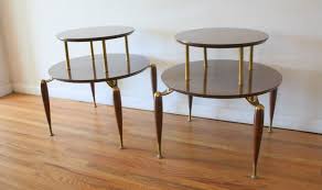 Mcm Pair Of Round 2 Tiered Side Tables 1 Picked Vintage