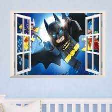 Lego Batman Window Smashed Wall Sticker Batman Room Decor Wall Stickers Bedroom Batman Wall