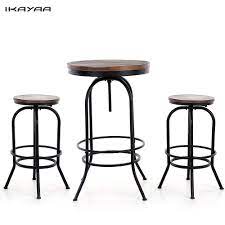 Our bar tables and bistro pub table sets provide greater height then a dining table; Ikayaa Us Stock 3pcs Pinewood Top Bar Pub Bistro Table Chair Set Industrial Style Swivel Kitchen Dining Breakfast Coffee Table Dining Room Sets Aliexpress