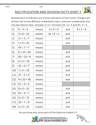 Find free printable math worksheets for 3rd graders! Math Worksheets For Kids Multiplication Division Facts 2 Kids Math Worksheets Math Worksheets Division Worksheets