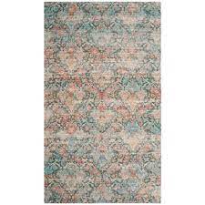 The easiest way to give any room a cool makeover is to throw in a swanky rug. Safavieh Saffron Coral Aqua 5 Ft X 8 Ft Floral Area Rug Sfn570a 5 The Home Depot