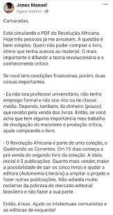 13 added to my authors. Jones Manoel Youtube Jones Manoel No Twitter Sobre O Pdf Do Revolucao Africana Que Ta Circulando Por Ai