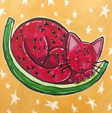 Watermelon Kitty Watermelon Cat Watermelon Drawing Cat Doodle