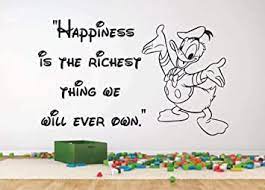 Amazon Com Happiness Donald Duck Quote Disney Cartoon Quotes Wall Sticker Art Decal For Girls Boys Room Bedroom Nursery Kindergarten House Fun Home Decor Stickers Wall Art Vinyl Decoration Size 8x10 Inch