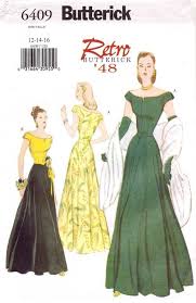Retro 48 Off Shoulder Evening Gown Dress Butterick 6409 Sewing Pattern Size 12 14 16 Vintage Formal Dresses Evening Dress Patterns Vintage Clothes Patterns