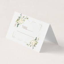 Charming White Flowers Gold Baptism Table Number Place Card Zazzle Com In 2020 Baptism Party Supplies Elegant Cards White Flowers