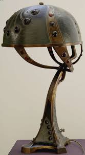 Jugendstil Art Nouveau Table Lamp With Glass Inserts Sometimes Referred To As A Chunk Jewel Lamp Art Nouveau Lamps Art Nouveau Lighting Art Nouveau Design
