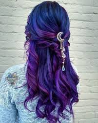 A wide spectrum of blues and violets creates a stunning hair color that can be worn by women with all types of base shades. Long Purple Ombre Hair Tumblr