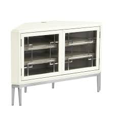 Corner cabinets are one of the most popular pieces of furniture present in modern households. Joselyn Silver Metal White Wood Corner Media Cabinet