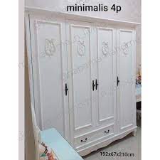 Kozu lemari pakaian terbuka minimalis 2 rak susun dan lemari kayurp1.349.000: Jual Lemari Pakaian 4 Pintu Kayu Meranti Tipe Mn Lemari Pakaian Putih Minimalis Medan Terbaru Juni 2021 Blibli