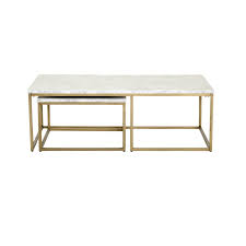 Marble clad, stainless steel frame. Carrera Nesting Coffee Table In White Carrera Marble And Brushed Gold 6100 Bgld Wht