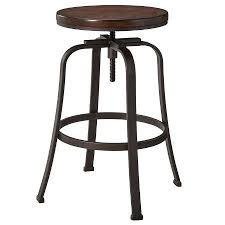 Dakota Adjustable Wood Seat Barstool Antique Hammered Threshold Tabure