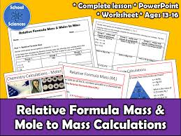 Moles Relative Formula Mass Avogadro S Number And Mole To Mass Calculations Teaching Chemistry Color Worksheets For Preschool Science Worksheets