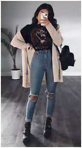 Womens Active Wear Modern Grunge Style Grunge Fashion School Outfits Ideas Casual Wear Grunge Fashion Ripped Jeans #grunge aesthetic #grunge outfits #ootd #fashion #aesthetic outfits #aesthetic #dailyfashion #inspiration.