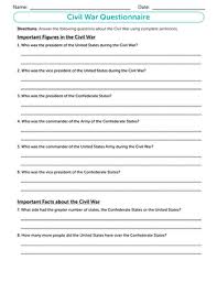 A fifth grade social studi. Civil War Quiz Worksheet Education Com