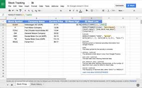 how to track stocks with googlefinance function