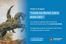 Participó en la organización del ejército que liberó el sur de américa, y cuando le tocó ser gobernador de cuyo, favoreció la industria y el comercio local, en medio de la organización del cruce de los andes. Acto Oficial Por El 168 Aniversario Del Fallecimiento Del General Don Jose De San Martin Municipalidad Gualeguaychu Entre Rios Argentina