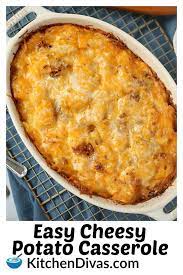 Easy Cheesy Potato Casserole Is The Best Comfort Food With Layers Of Real Sliced Potato Cheesy Potatoes Easy Potatoe Casserole Recipes Cheesy Potato Casserole