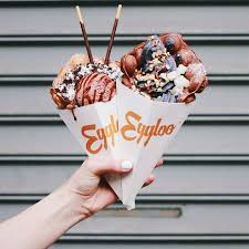 Eggloo Nyc 60 Mulberry Street New York New York Spot For Hong Kong Egg Waffles Filled With Ice Cream Toppings Waffle Ice Cream Bubble Waffle Cute Desserts