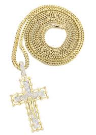 Low prices & free shipping. 14k Yellow Gold Cross Pendant Franco Chain 2 65 Carats Frostnyc