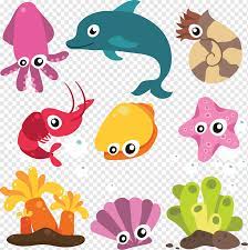 Gambar hewan air laut kartun. Hewan Laut Lautan Garis Figur Binatang Kartun Hewan Figur Binatang Png Pngwing