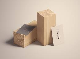 Business Card Mockup With Wood Blocks Business Card Mock Up Wood Blocks Plastic Business Cards