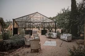Bohemian Festival Wedding In Large Glasshouse In Spain With Outdoor Ceremony And Pampas Grass Planning Greenhouse Venue Glass House Wedding Greenhouse Wedding