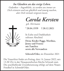 Traueranzeigen von Carola Kersten