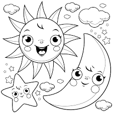 Ver más ideas sobre dibujos de estrellas, dibujos, lindo dibujo. Lindo Sol Luna Estrellas Y Nubes Ilustracion En Blanco Y Negro Para Colorear Ilustraciones Vectoriales Clip Art Vectorizado Libre De Derechos Image 79171948