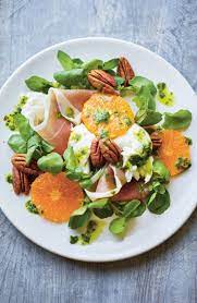 Place a tomato slice on top of them. Looking For An Alternative Starter For Christmas Try This Seasonal Clementine Mozzarella Parma Ham Salad Ham Salad Vegan Salad Recipes Salad Recipes